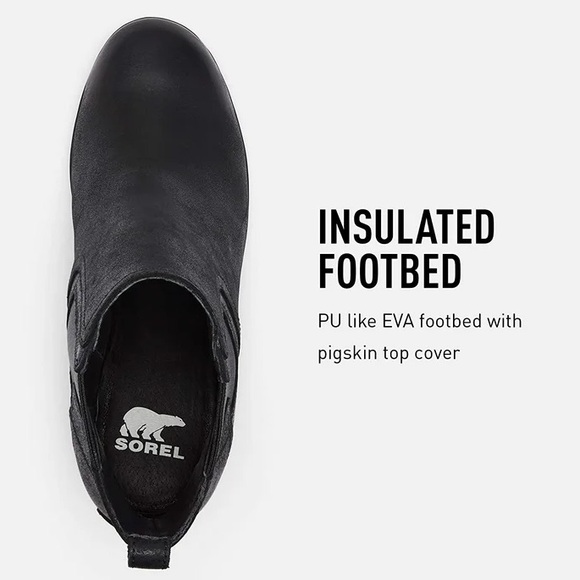 Sorel Women’s Joan Uptown Waterproof Wedge Chelsea Boot in Black Size: 9 - Picture 14 of 16